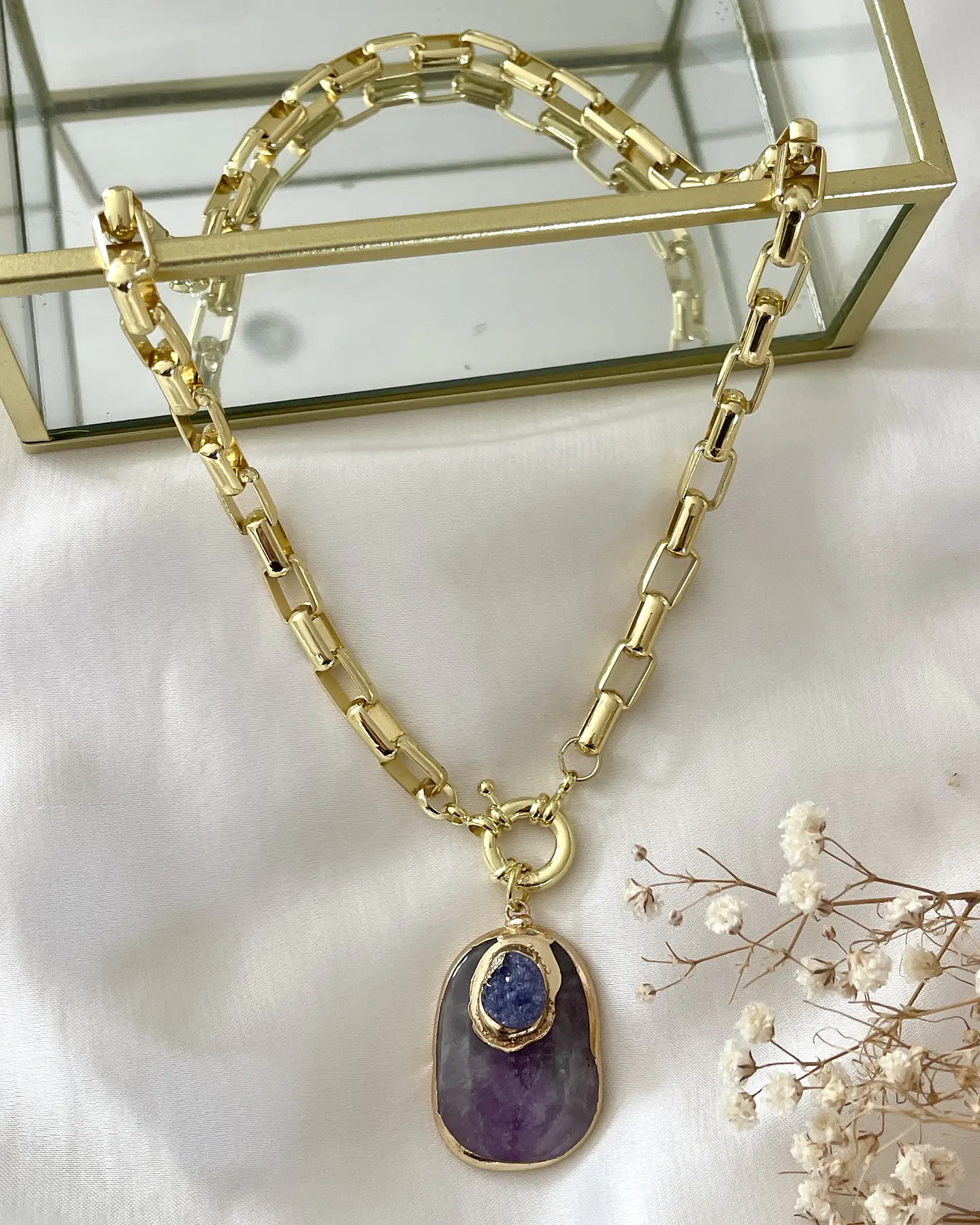  Collar Colgante Amatista Maxi eslabones gold 4