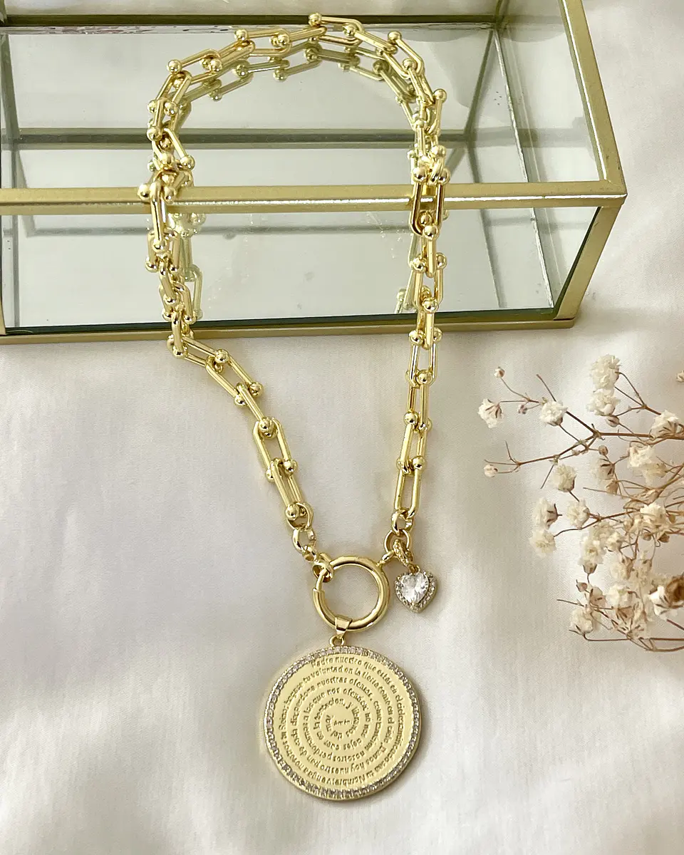 Collar Medallón Padre Nuestro Español Circones Gold 4