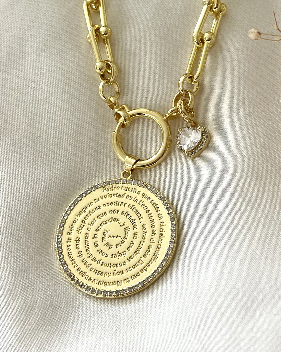 Collar Medallón Padre Nuestro Español Circones Gold 5