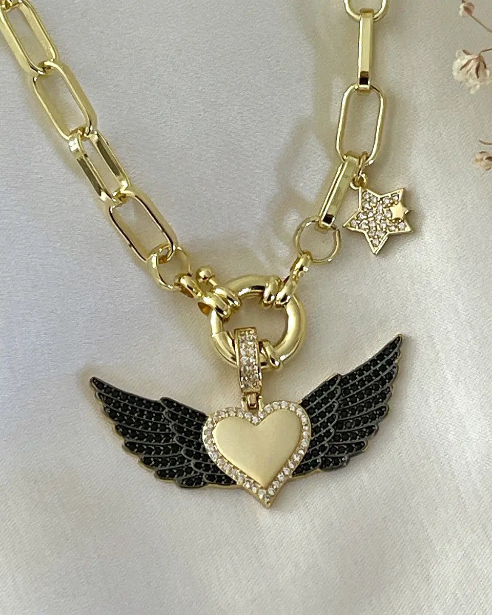 Collar Corazón Alado Black Gold 2
