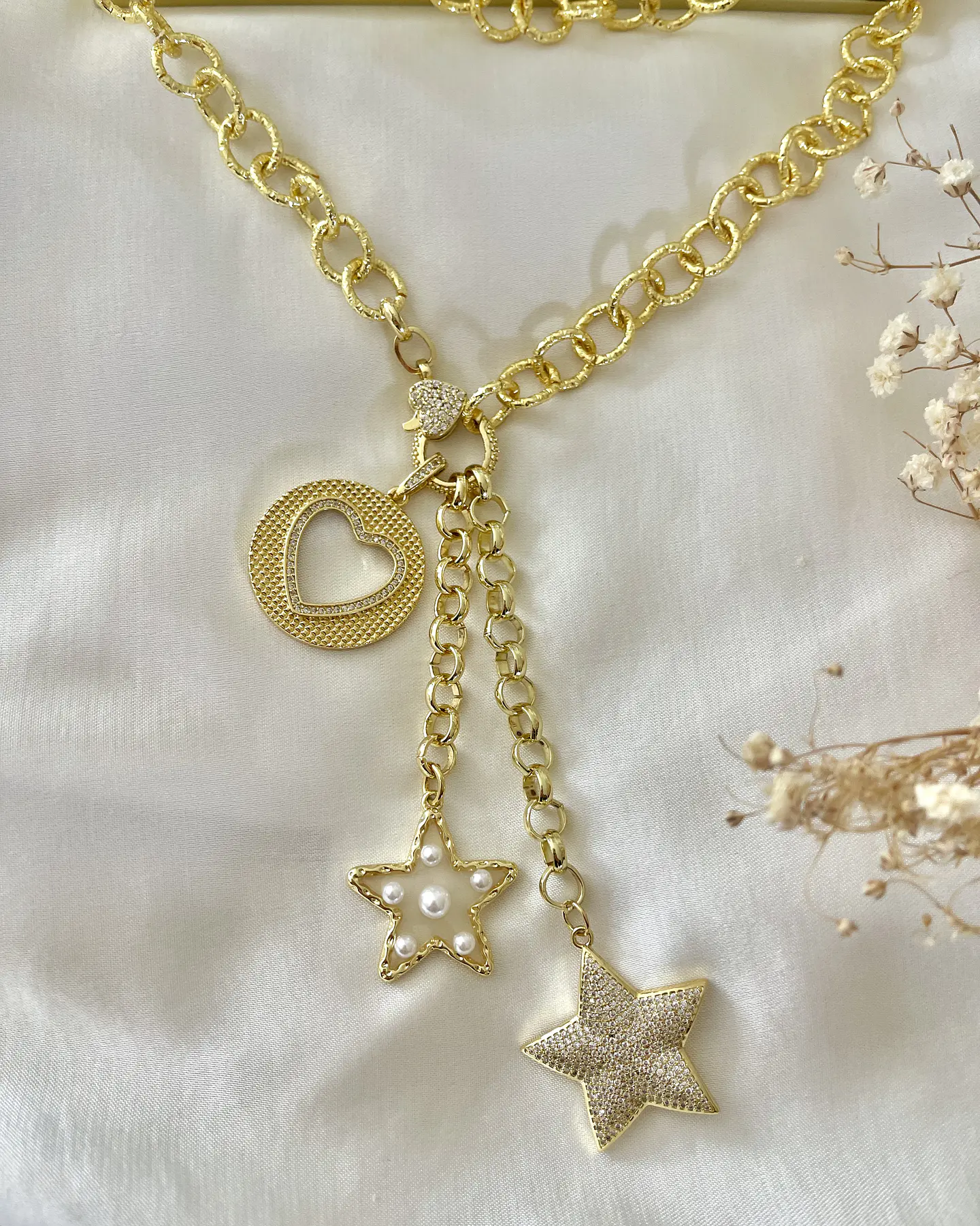 Collar XL Estrellas Corazón Multidije Gold 7