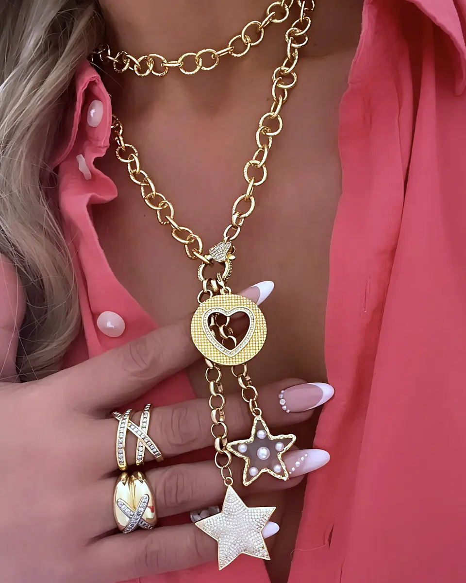 Collar XL Estrellas Corazón Multidije Gold 1