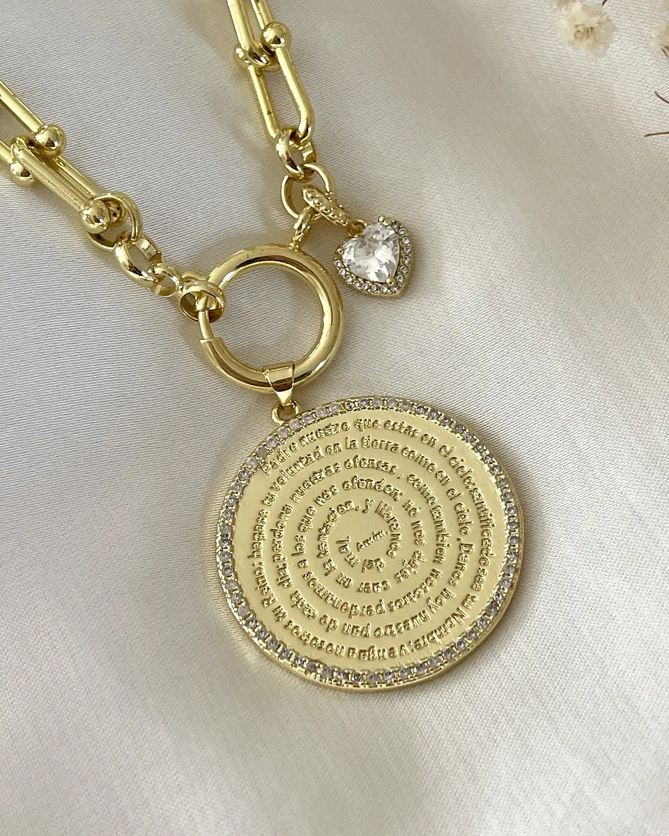 Collar Medallón Padre Nuestro Español Circones Gold 3