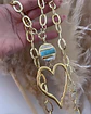 Collar XL Maxi Corazón Silueta Turquesa Nácar Gold - Miniatura 6