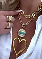 Collar XL Maxi Corazón Silueta Turquesa Nácar Gold - Miniatura 7