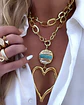 Collar XL Maxi Corazón Silueta Turquesa Nácar Gold - Miniatura 1