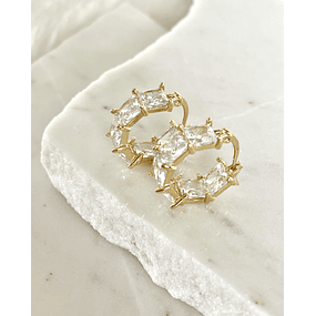 Aros Circones Facetados Cristal Gold 