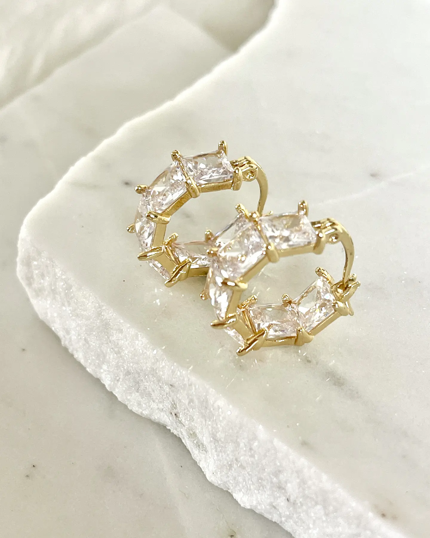 Aros Circones Facetados Cristal Gold  1