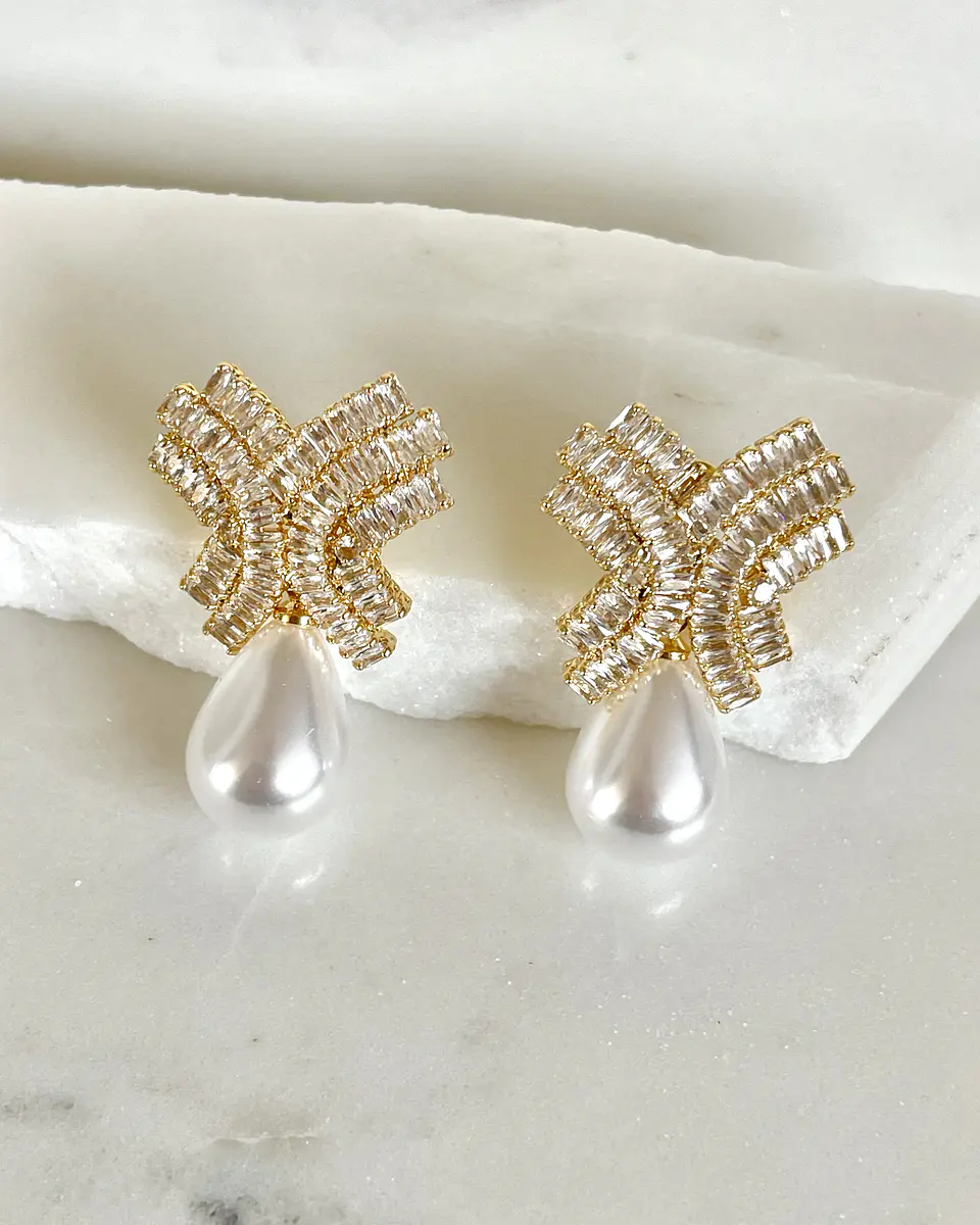 Aros Luxury Perla Circones Cross Gold 2