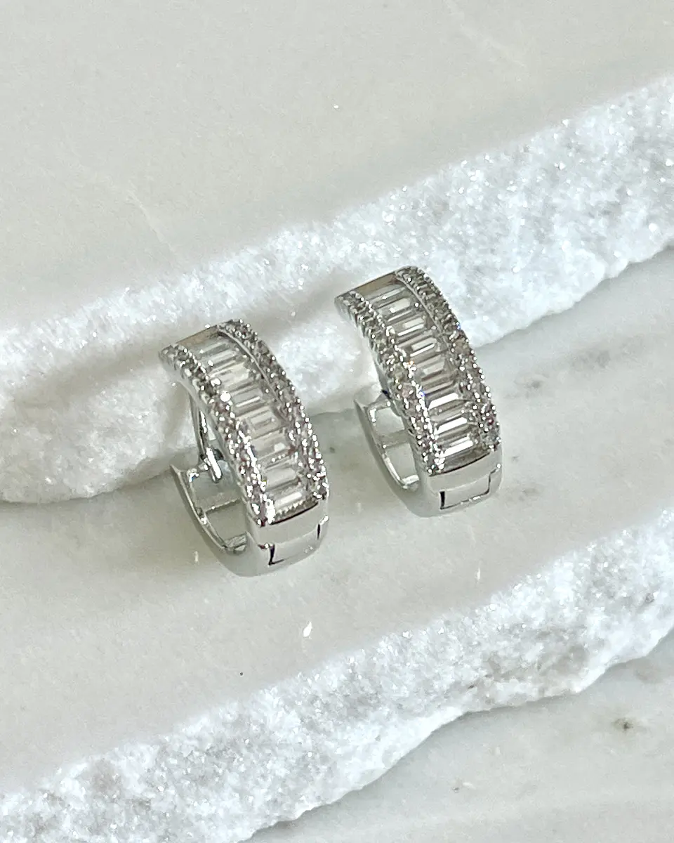 Aros argollas Cristales Silver  1