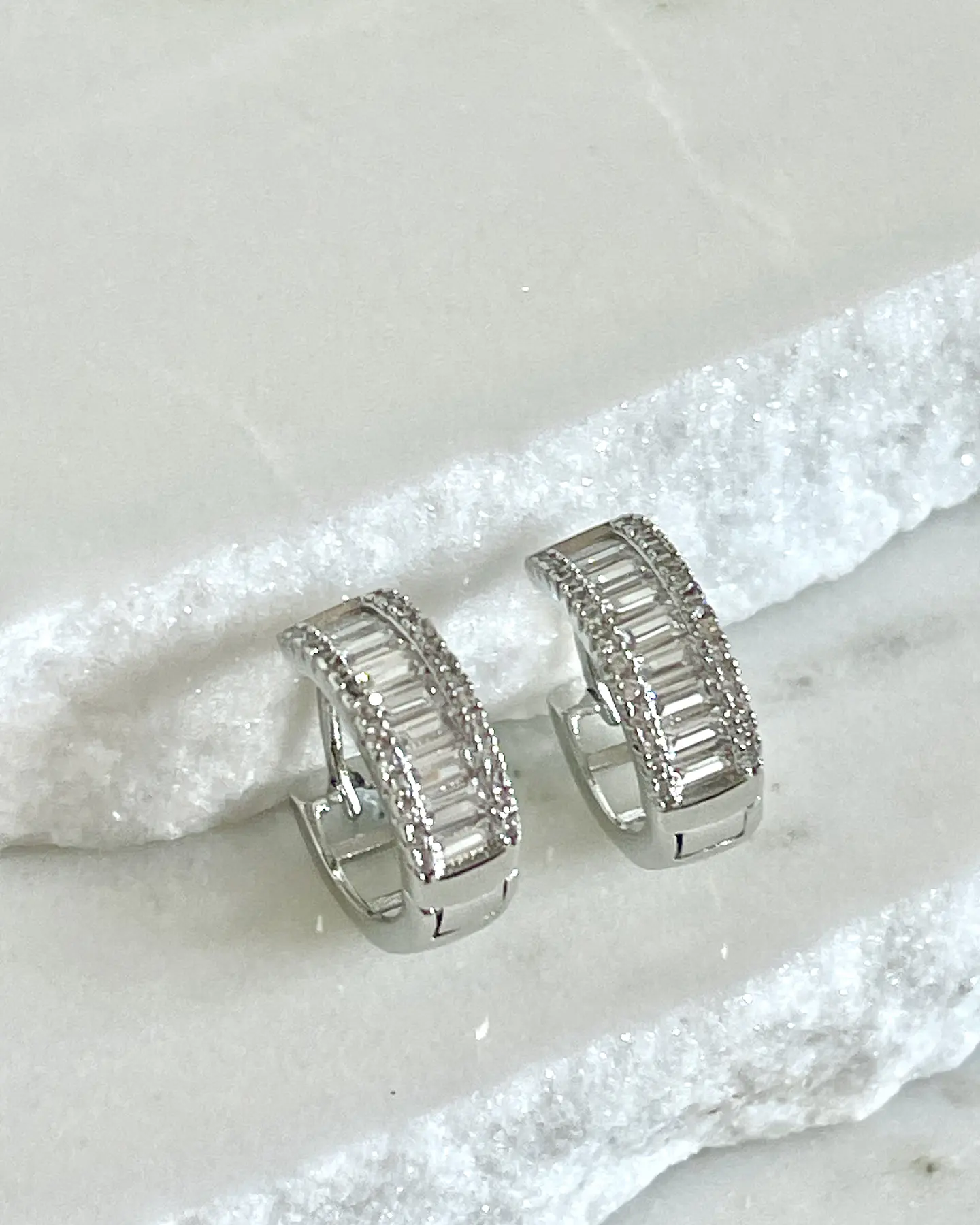 Aros argollas Cristales Silver  2