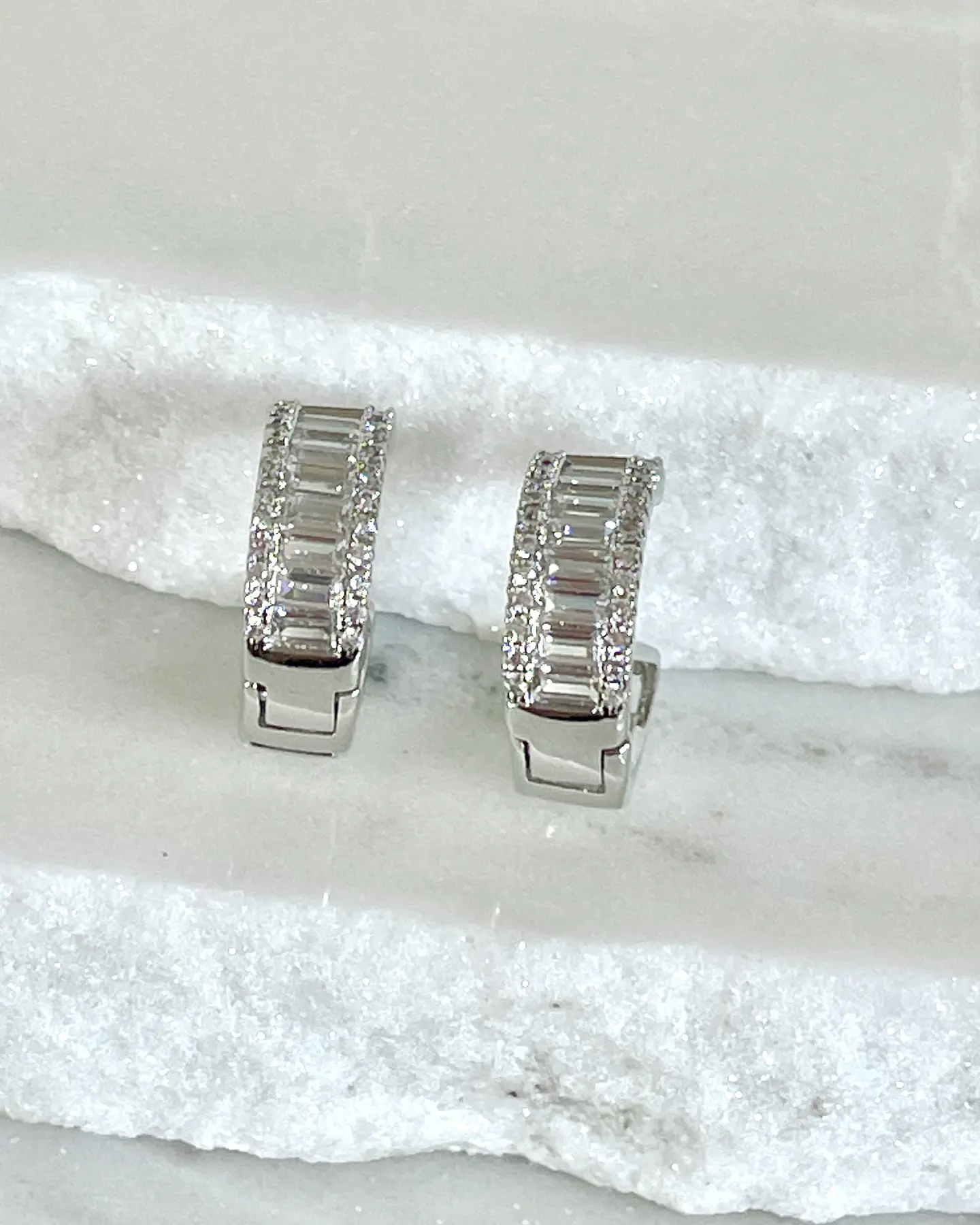 Aros argollas Cristales Silver  3