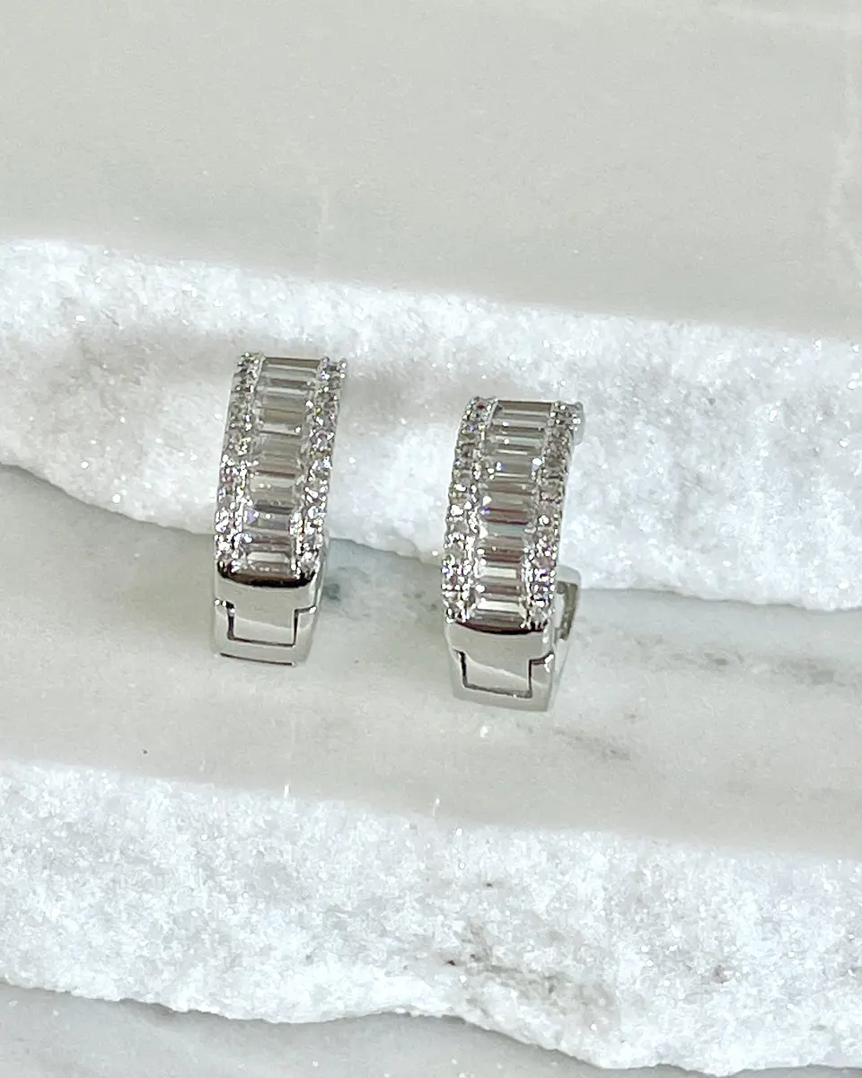 Aros argollas Cristales Silver  3