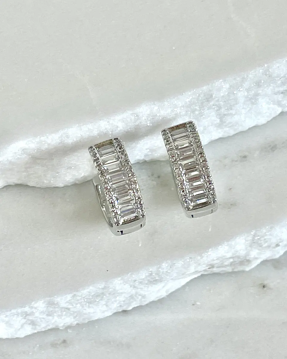 Aros argollas Cristales Silver  4