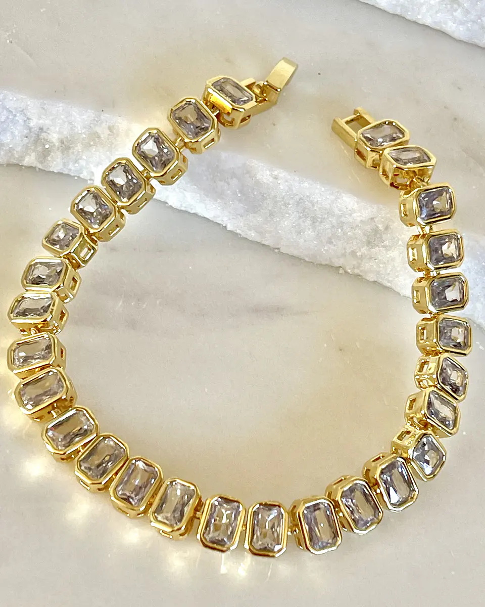  Pulsera Cintillo Cristales Gold  3