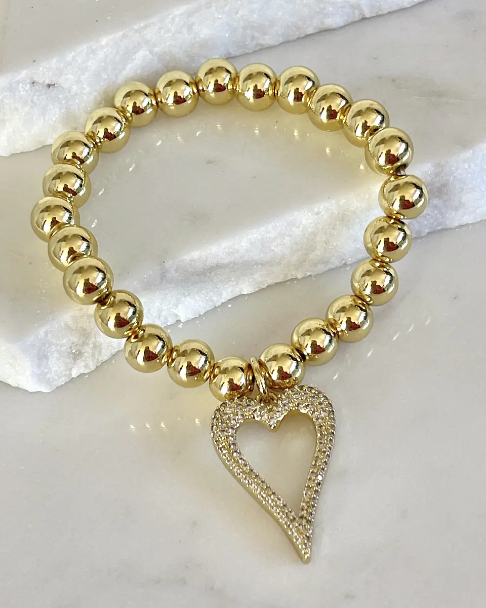 Pulsera Maxi Balines Corazón Circones Gold 1