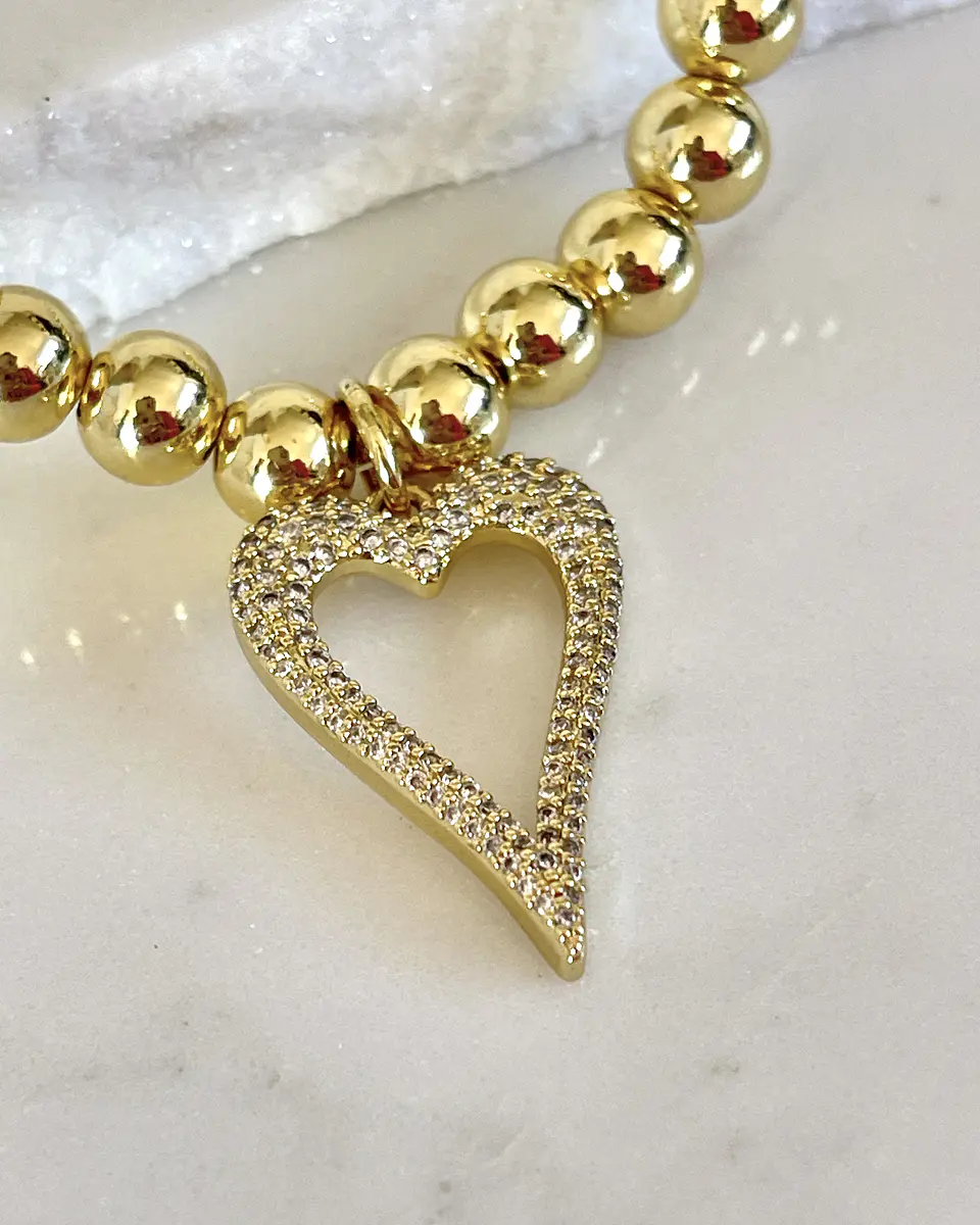 Pulsera Maxi Balines Corazón Circones Gold 2