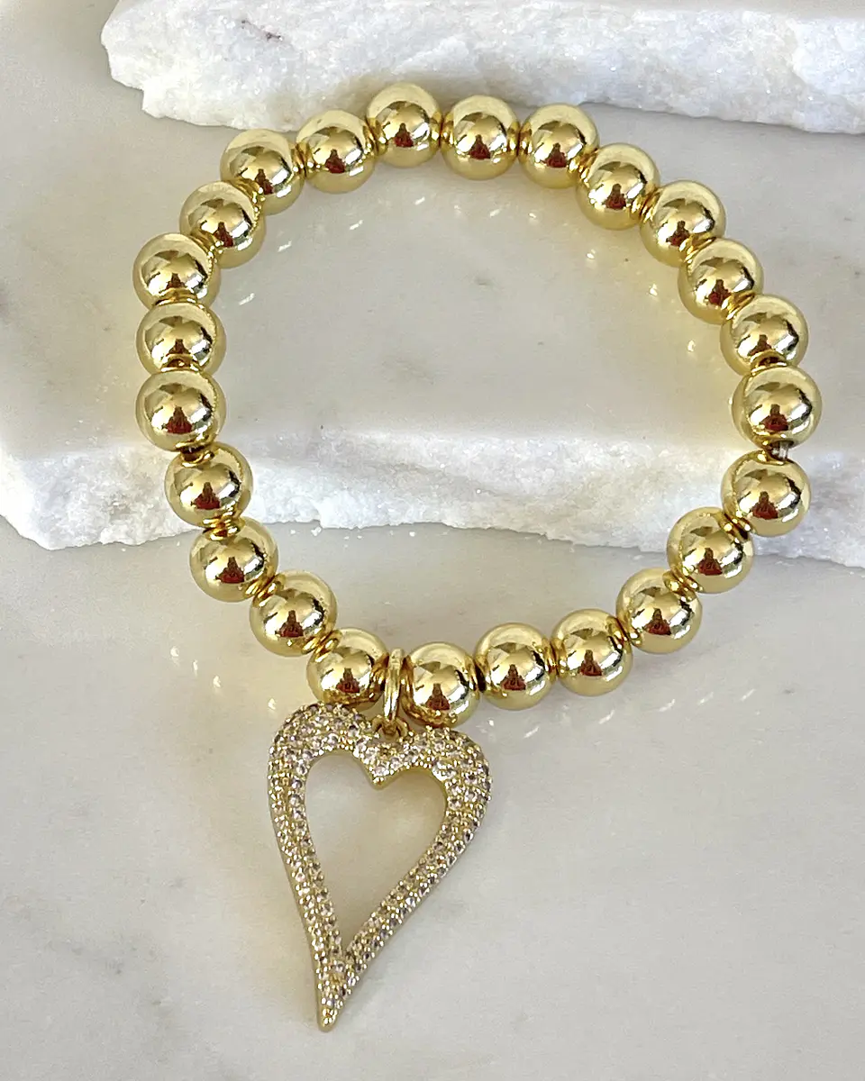 Pulsera Maxi Balines Corazón Circones Gold 3