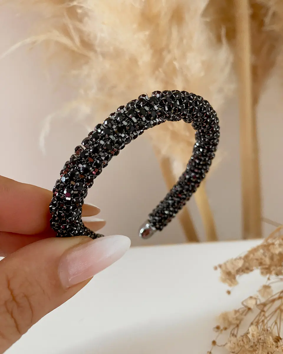 Pulsera Brazalete Cristales Black  3