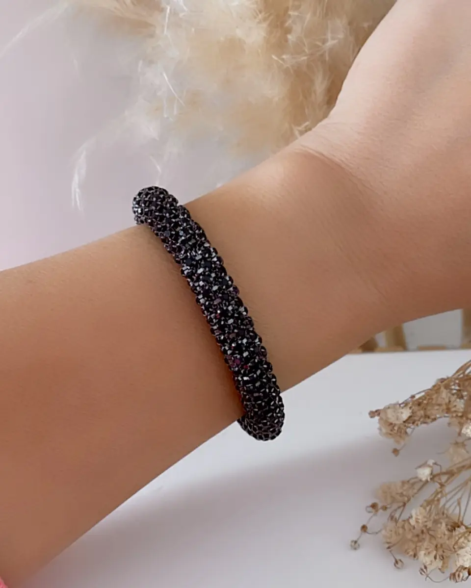 Pulsera Brazalete Cristales Black  5
