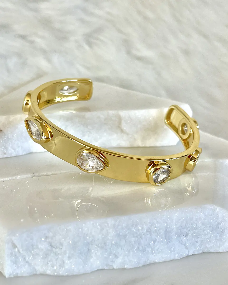 Pulsera Esclava Cristales Luxury Gold 3