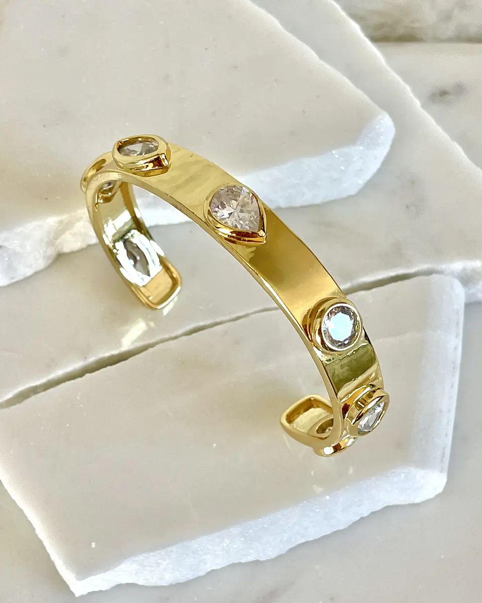 Pulsera Esclava Cristales Luxury Gold 4