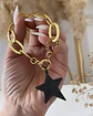 Pulsera Maxi Estrella Black Eslabones Martillados Gold - Miniatura 1