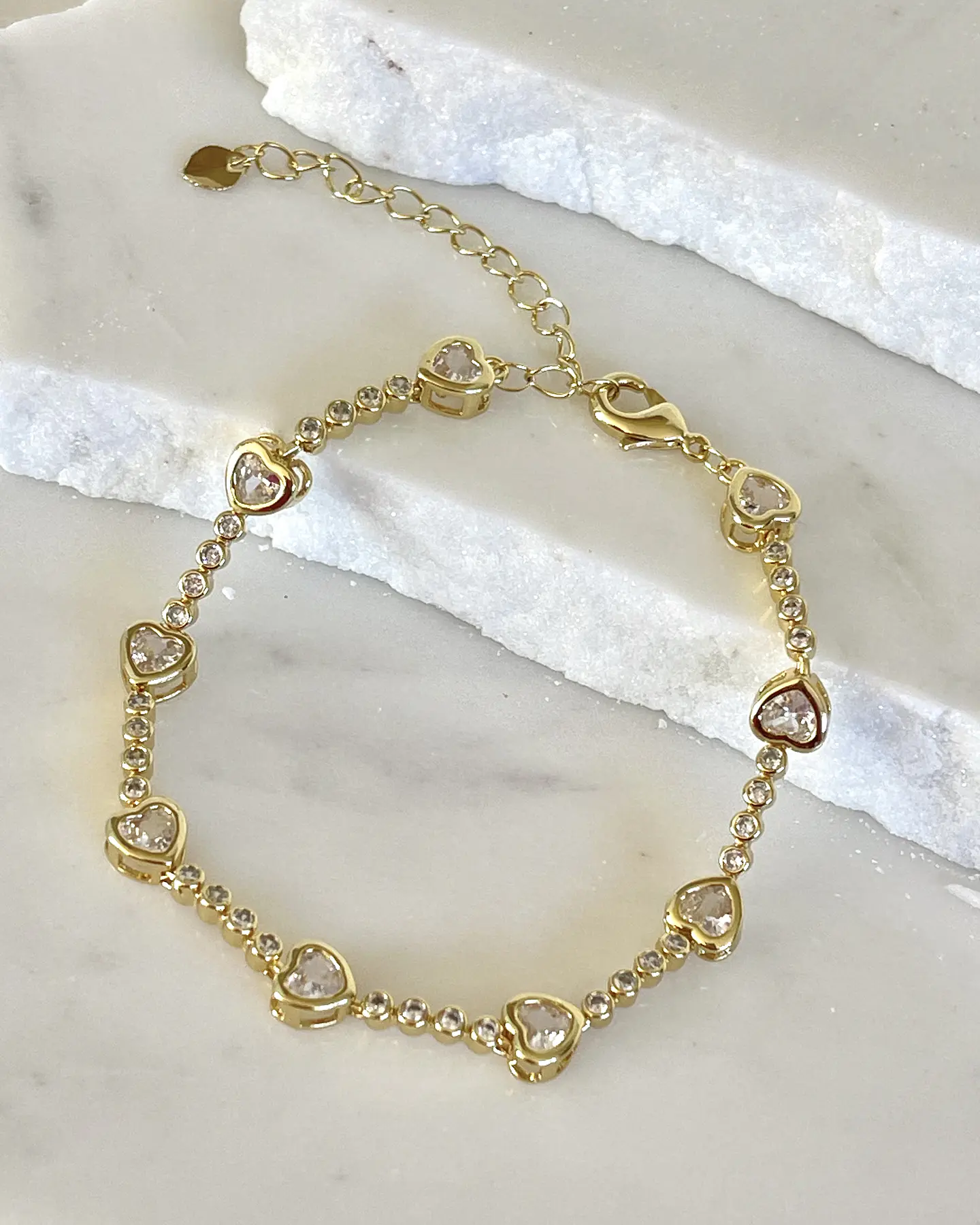 Pulsera Cintillo de Corazones Cristales Gold  4