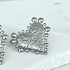  Aros Corazón Relieve y esferas silver