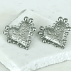 Aros Corazón Relieve y esferas silver