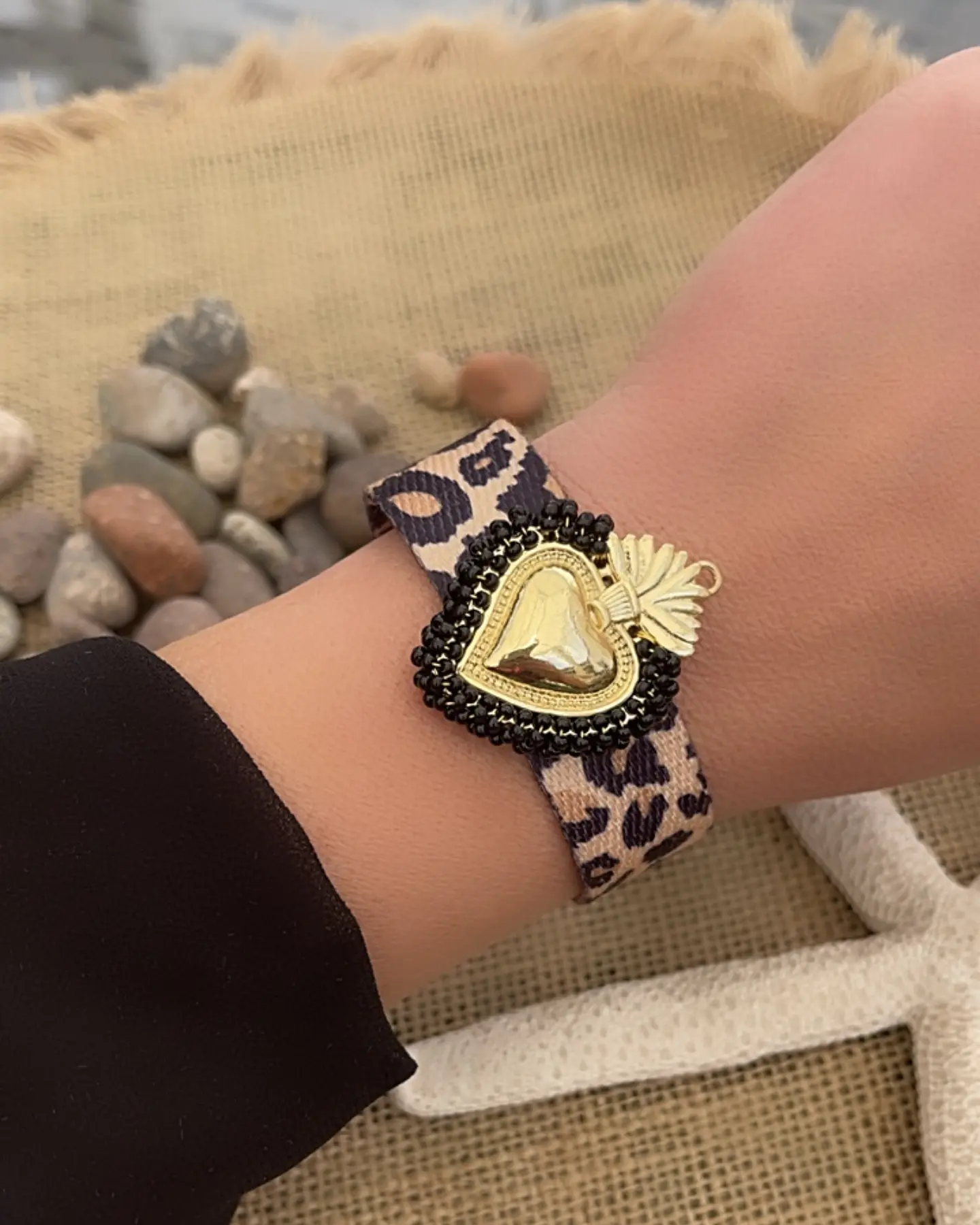 Pulsera Tejida Corazón detente Print Gold  1