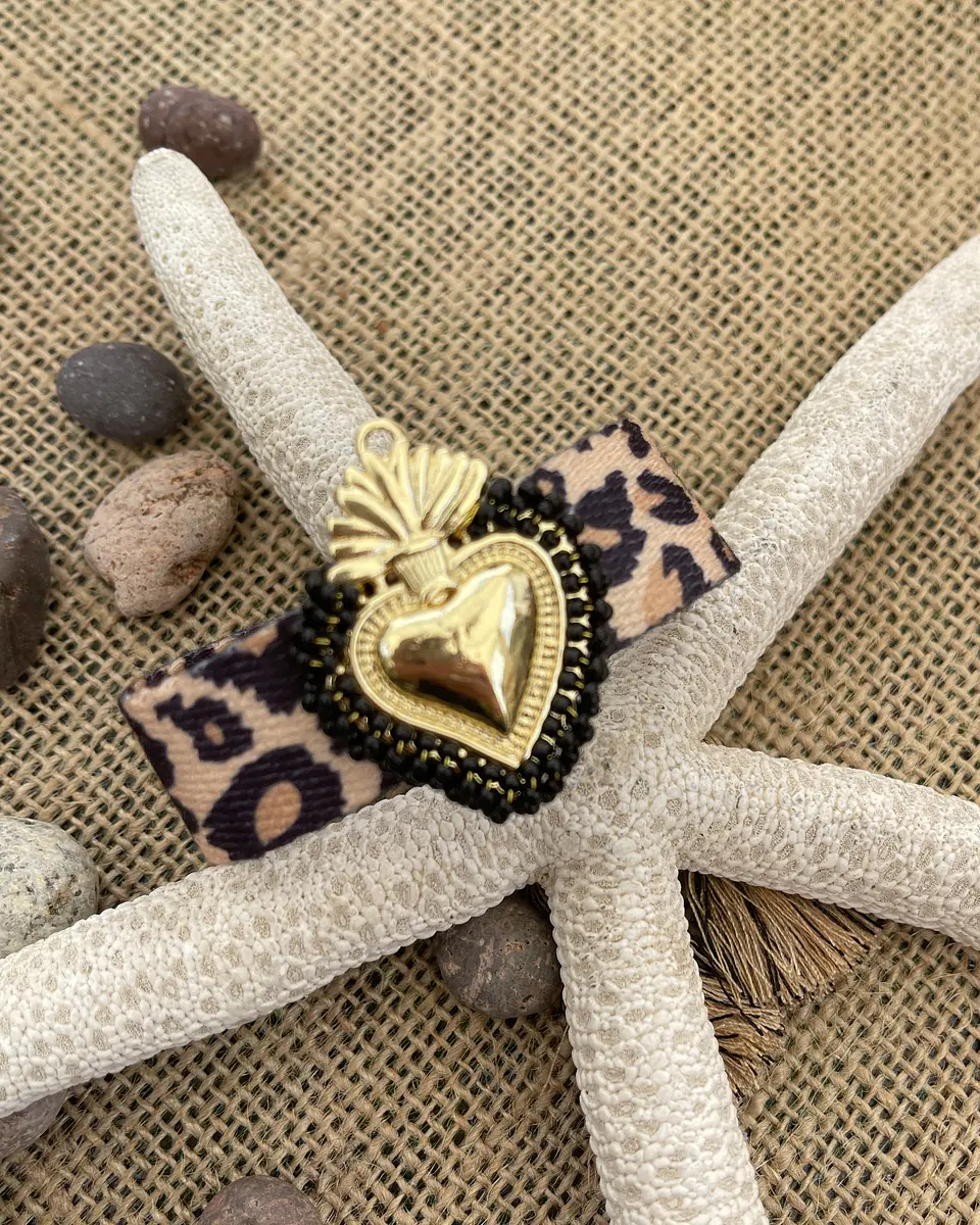 Pulsera Tejida Corazón detente Print Gold  2