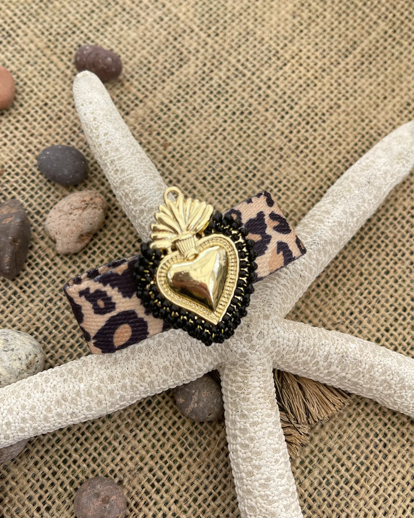 Pulsera Tejida Corazón detente Print Gold  4