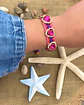 Pulsera Tejida hilera de Corazones Fucsia Gold - Miniatura 3