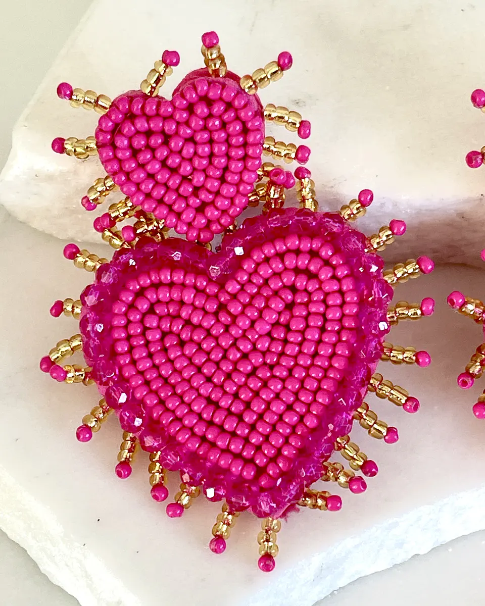 Maxi Aros Corazón Detente Miyuki Fucsia Gold 2
