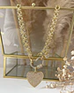 Collar Maxi Corazón y Corona circones eslabones Mixtos  Gold - Miniatura 1