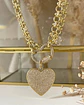 Collar Maxi Corazón y Corona circones eslabones Mixtos  Gold - Miniatura 3