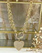Collar Maxi Corazón y Corona circones eslabones Mixtos  Gold - Miniatura 7