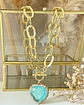Collar Maxi Corazón Cristal Turquesa Maxi eslabones Gold - Miniatura 3