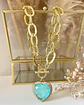 Collar Maxi Corazón Cristal Turquesa Maxi eslabones Gold - Miniatura 7
