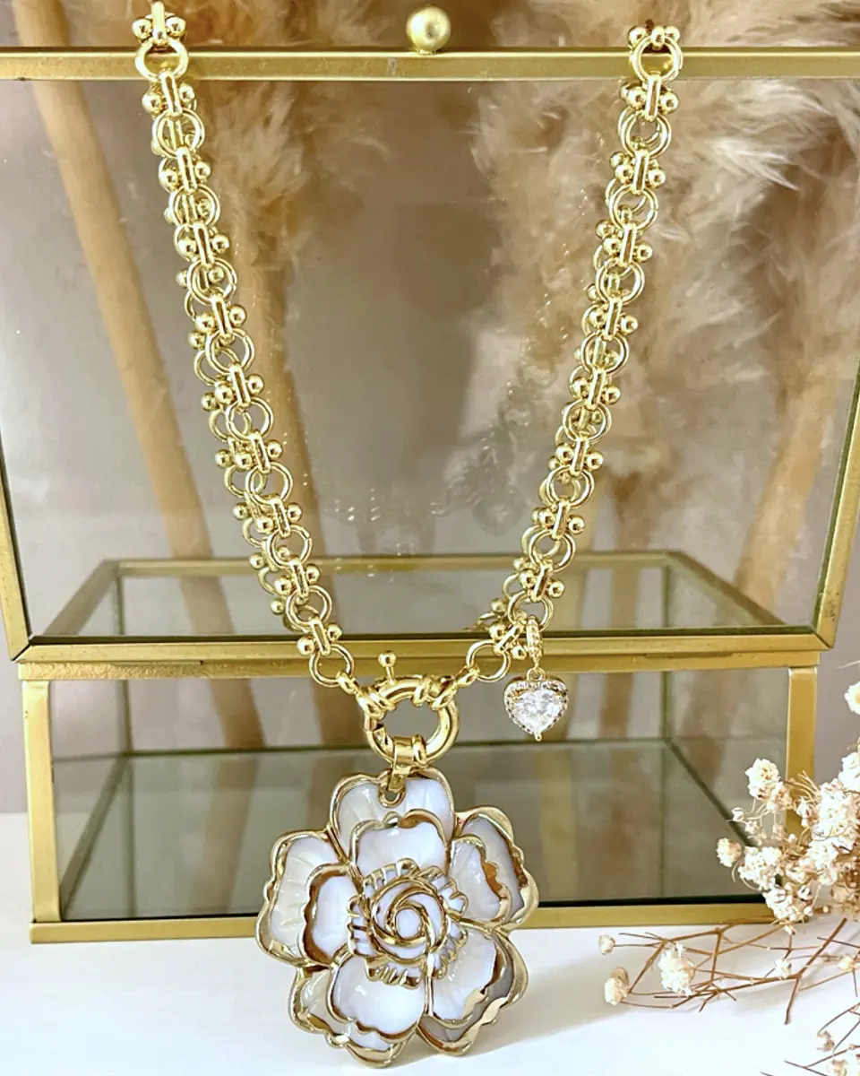 Collar Maxi Camelia eslabones mixtos punto luz Gold 2