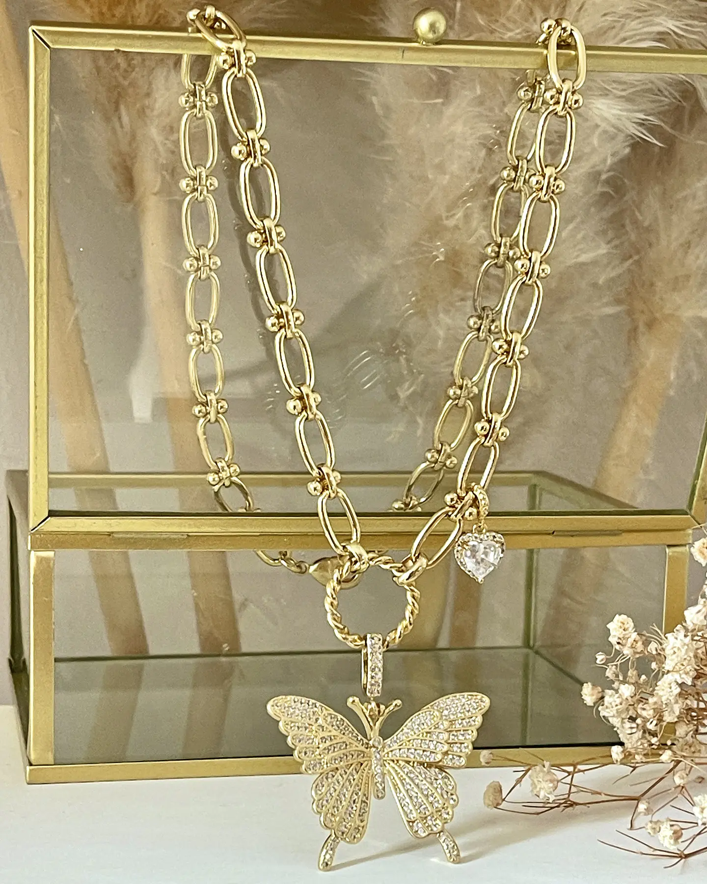 Collar Maxi Mariposa Circones conector circular punto de luz gold- 4