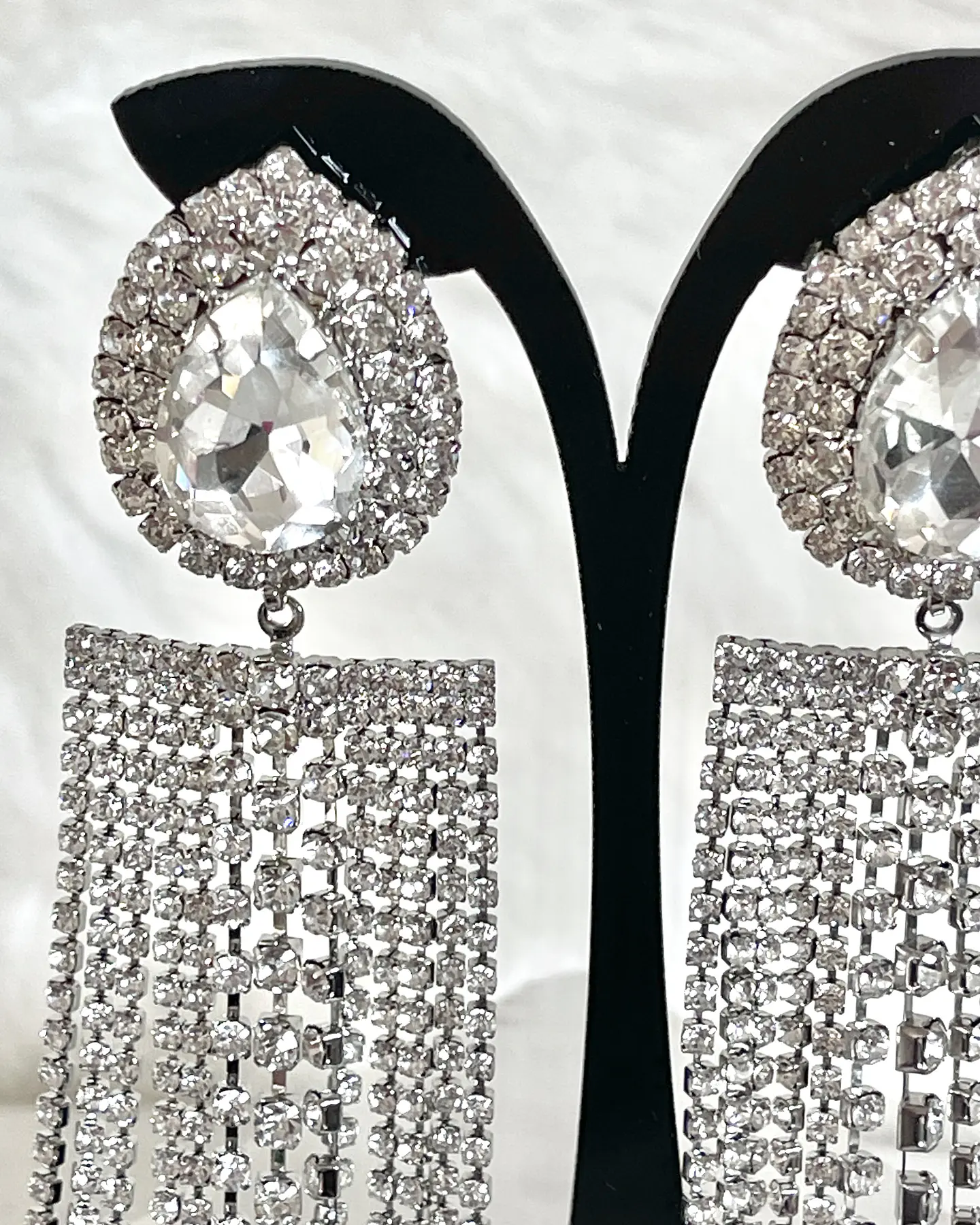 Aros Oversize Cascada Strass Silver 8
