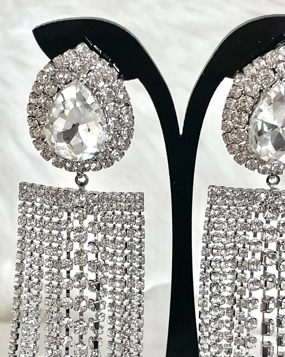 Aros Oversize Cascada Strass Silver 8