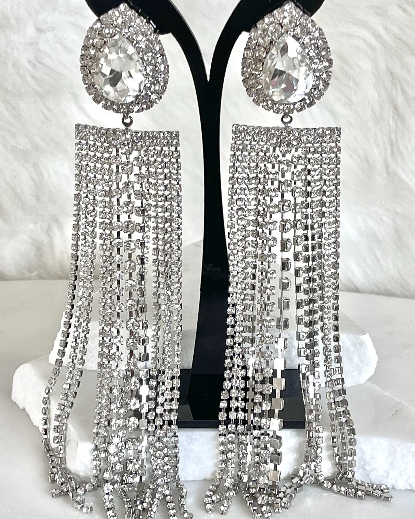 Aros Oversize Cascada Strass Silver 9