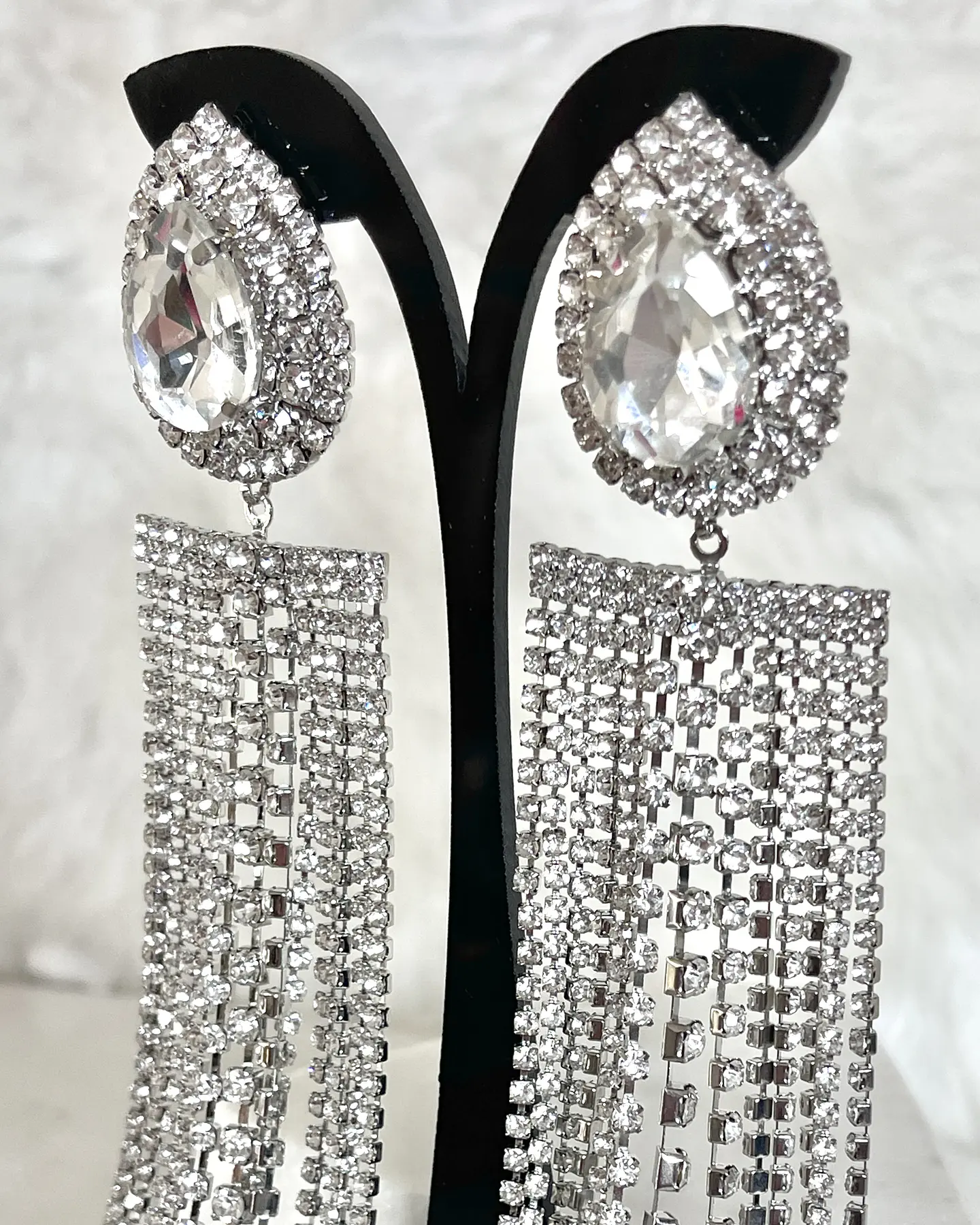 Aros Oversize Cascada Strass Silver 10