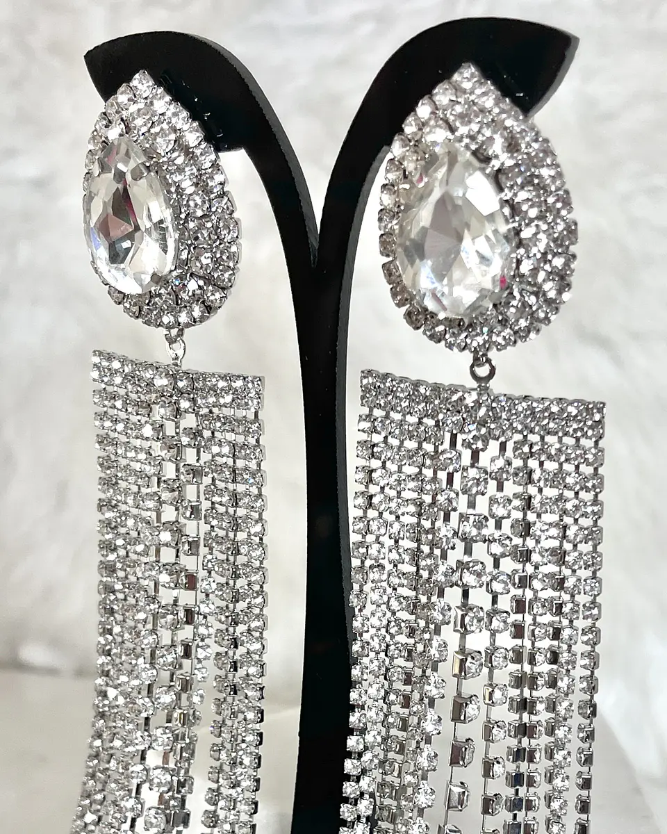 Aros Oversize Cascada Strass Silver 10