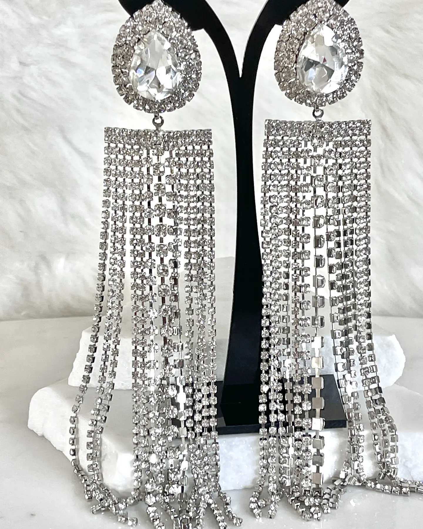 Aros Oversize Cascada Strass Silver 11