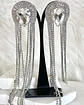 Aros Oversize Gota Invertida Cascada Strass Silver - Miniatura 4