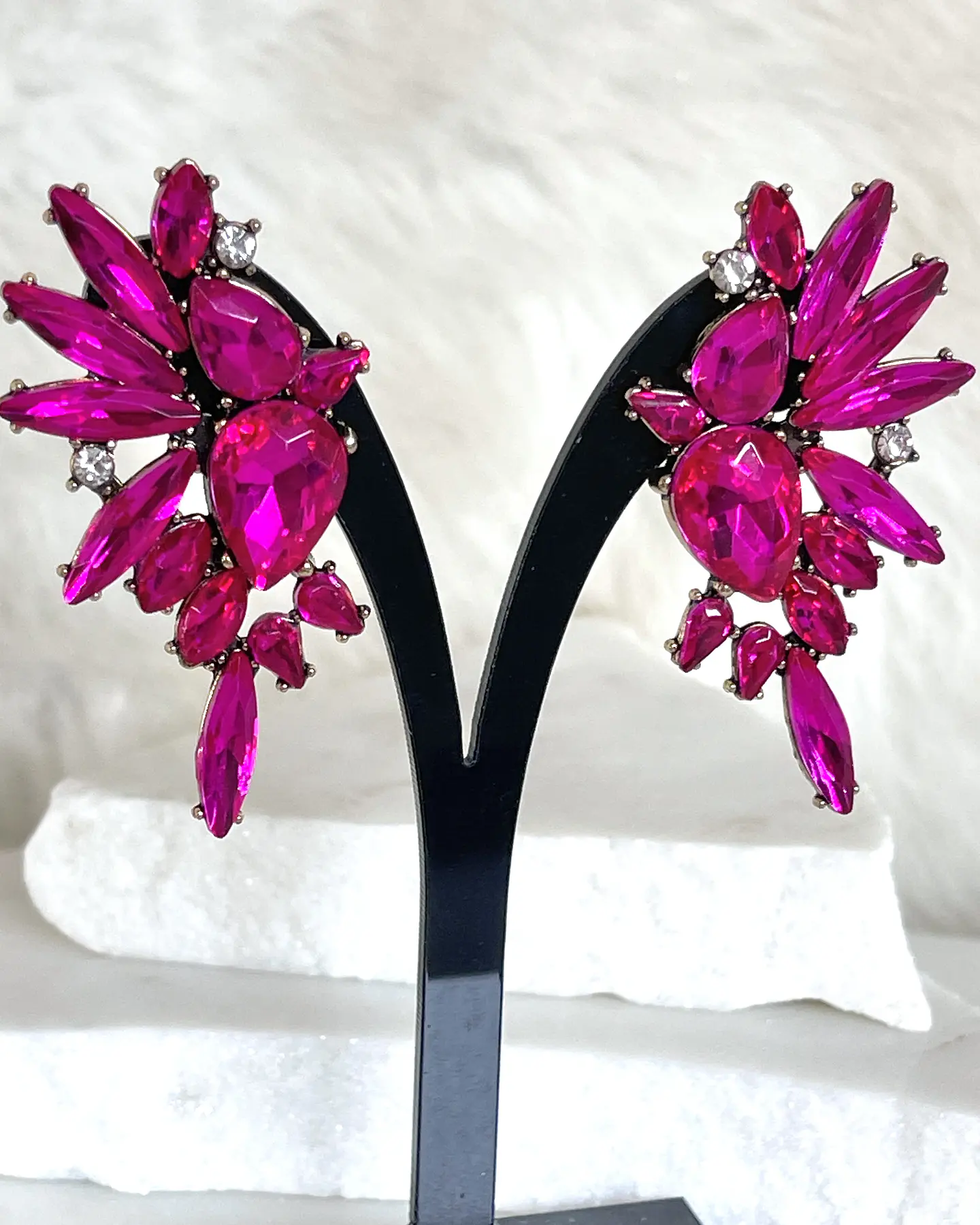 Aros  Alas Cristal Fucsia Silver 3
